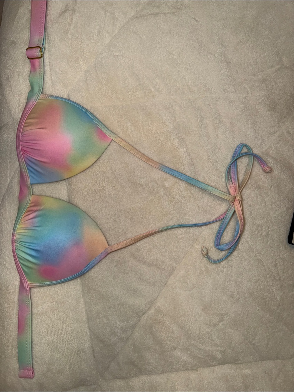 Pastel Rainbow Tie-Back Triangle Bikini Top